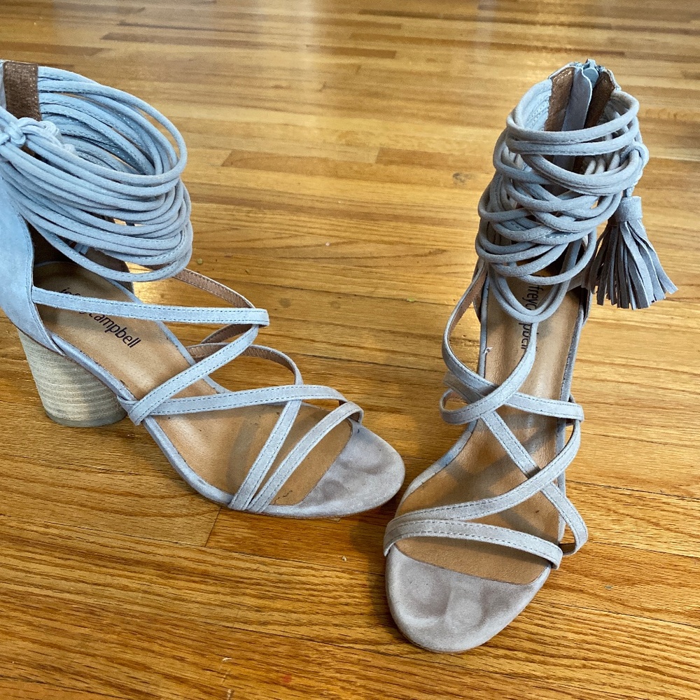 Jeffery Campbell Despina taupe suede sandal